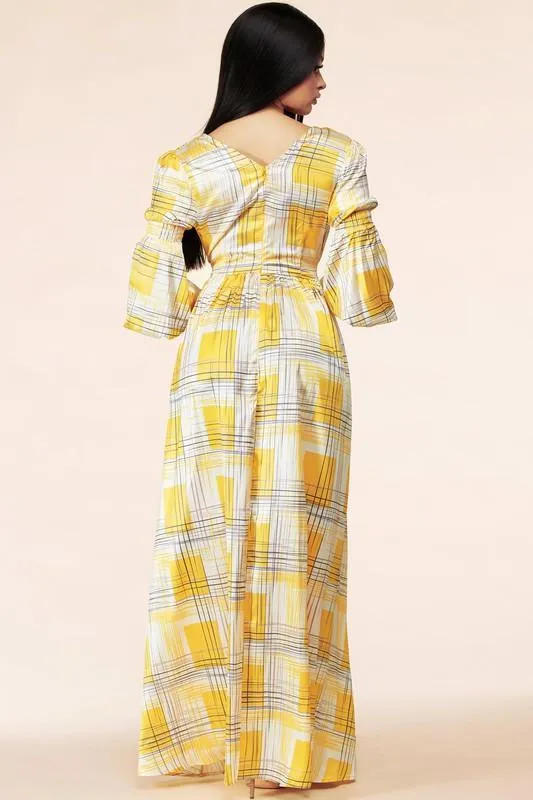 Yellow maxi dress in plaid