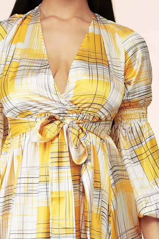 Yellow maxi dress in plaid