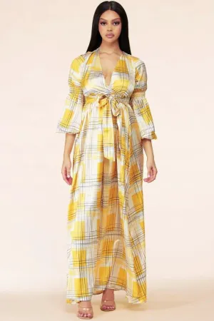 Yellow maxi dress in plaid