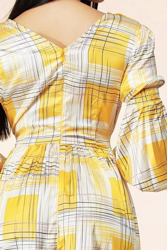 Yellow maxi dress in plaid